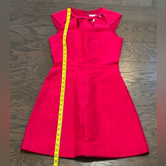 Halston Heritage Fit and Flare Fuchia Pink Cut Out Neck Dress Size 2 - Picture 7 of 12